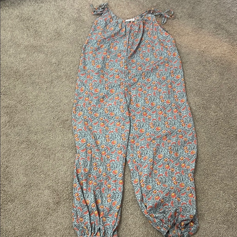 Floral Jumpsuit with Orange Accents